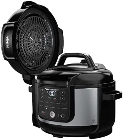 Ninja OS301/FD305CO Foodi 10-in-1 Pressure Cooker and Air Fryer with Nesting Broil Rack, 6.5-Quart Capacity, and a Stainless Finish (Renewed)