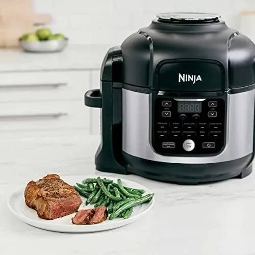 Ninja OS301/FD305CO Foodi 10-in-1 Pressure Cooker and Air Fryer with Nesting Broil Rack, 6.5-Quart Capacity, and a Stainless Finish (Renewed)