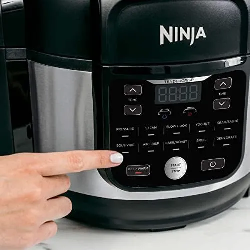 Ninja OS301/FD305CO Foodi 10-in-1 Pressure Cooker and Air Fryer with Nesting Broil Rack, 6.5-Quart Capacity, and a Stainless Finish (Renewed)