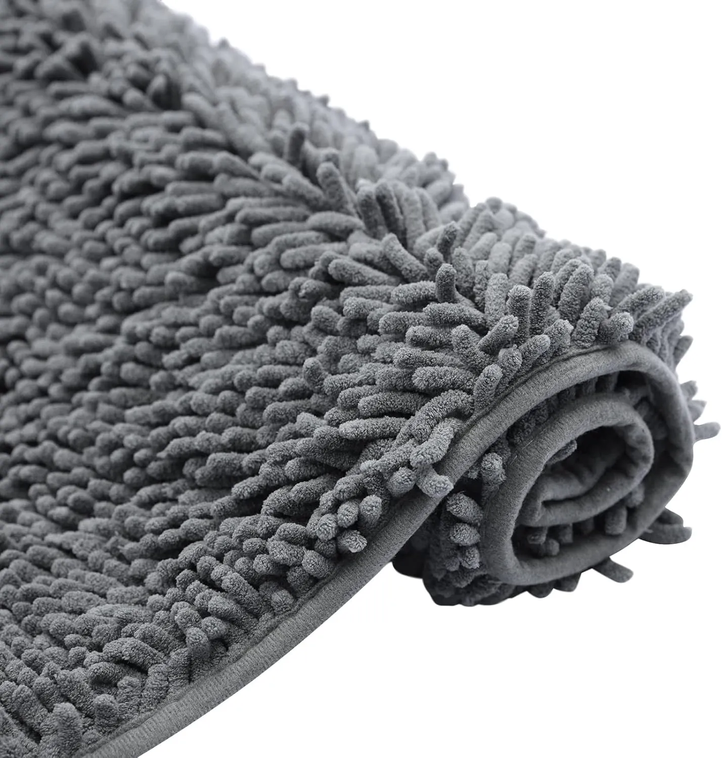 Non-Slip Bath Rug,Extra Soft Microfiber Bedroom Shag Carpet with Anti-Slip Backing,Water/Dust Absorbent Fast Dry Shower Mat,Sound Insulated Stairs Pad,Machine Washable (Dark Grey,12 x 19 Inches)