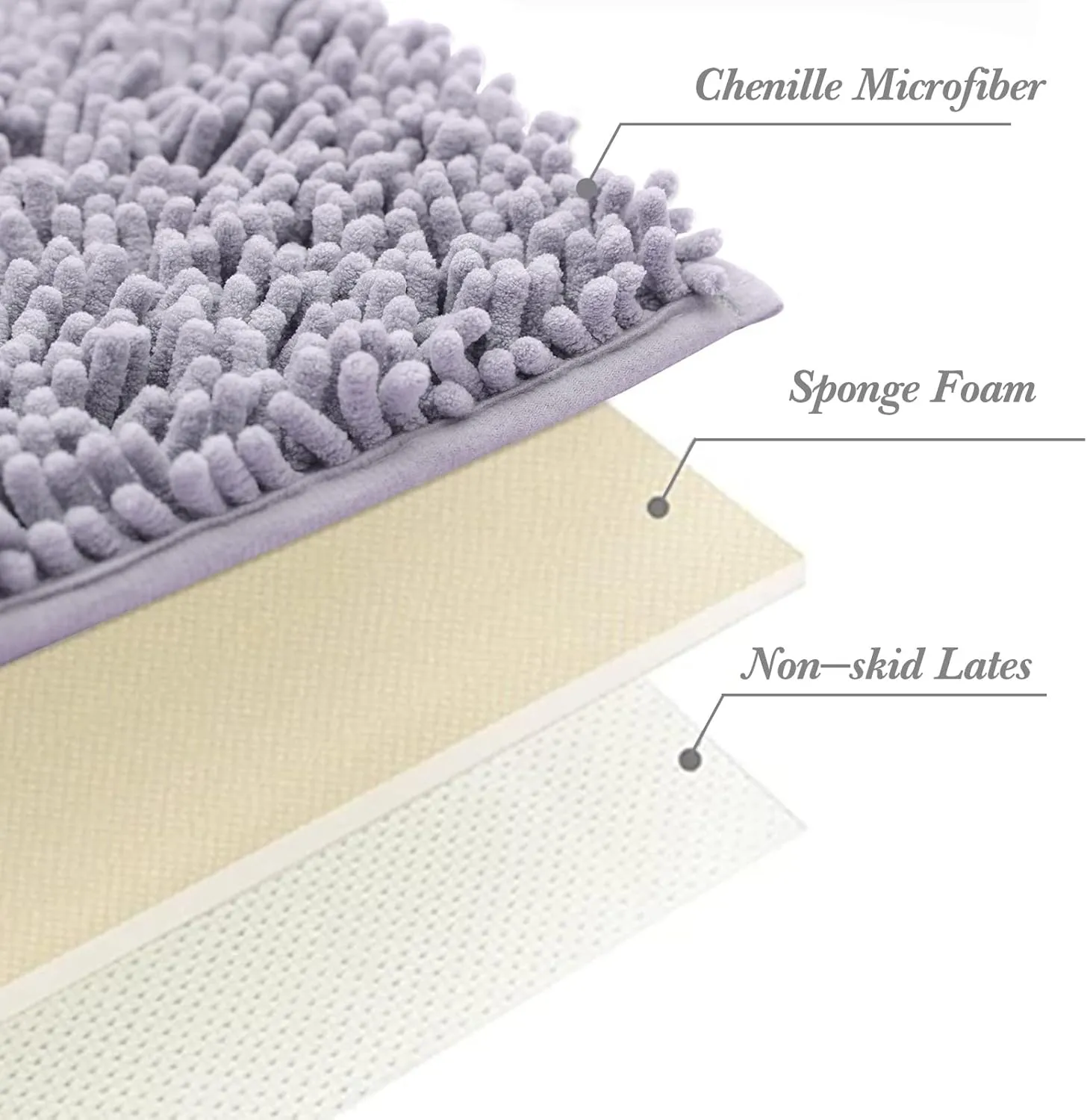 Non-Slip Bath Rug,Extra Soft Microfiber Bedroom Shag Carpet with Anti-Slip Backing,Water/Dust Absorbent Fast Dry Shower Mat,Sound Insulated Stairs Pad,Machine Washable (Grey,12 x 19 Inches)