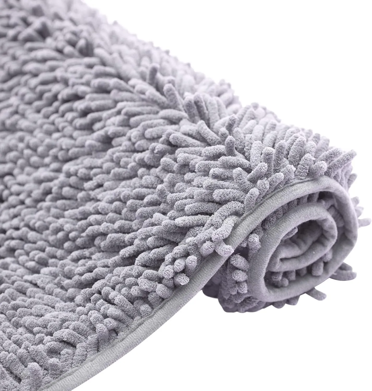 Non-Slip Bath Rug,Extra Soft Microfiber Bedroom Shag Carpet with Anti-Slip Backing,Water/Dust Absorbent Fast Dry Shower Mat,Sound Insulated Stairs Pad,Machine Washable (Grey,12 x 19 Inches)