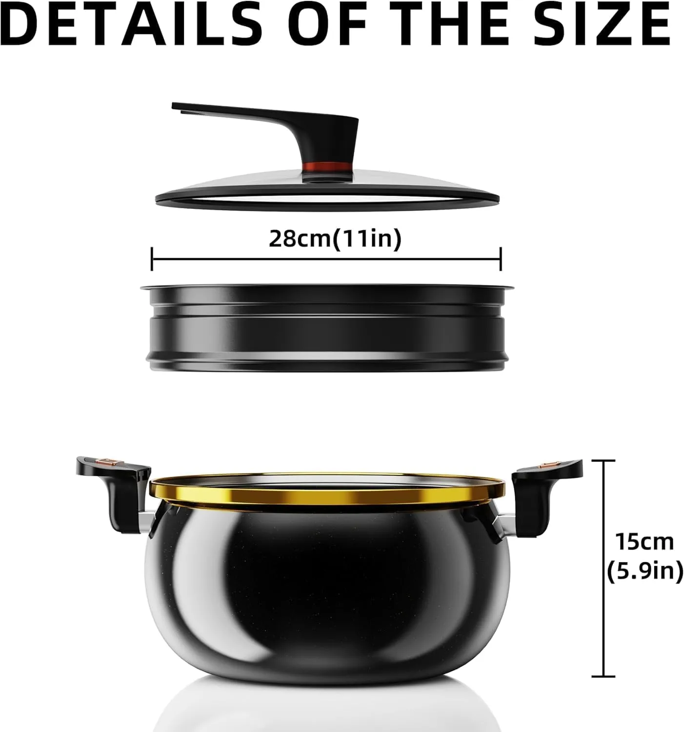 Nonstick Stockpot Casserole pot Hard Anodized with Glass Lid and Steamer, 8 Quart Pressure Cooker Soup Pot Deep Cookware for Pasta, Soup, Spaghetti, Induction Compatible (FZ1)