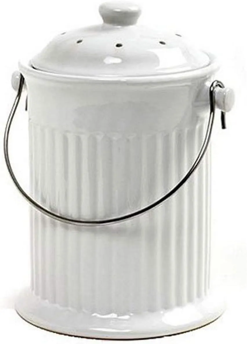 Norpro, White , 1 Gallon Ceramic Compost Keeper, One Size