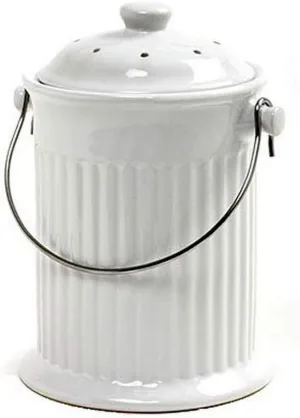 Norpro, White , 1 Gallon Ceramic Compost Keeper, One Size