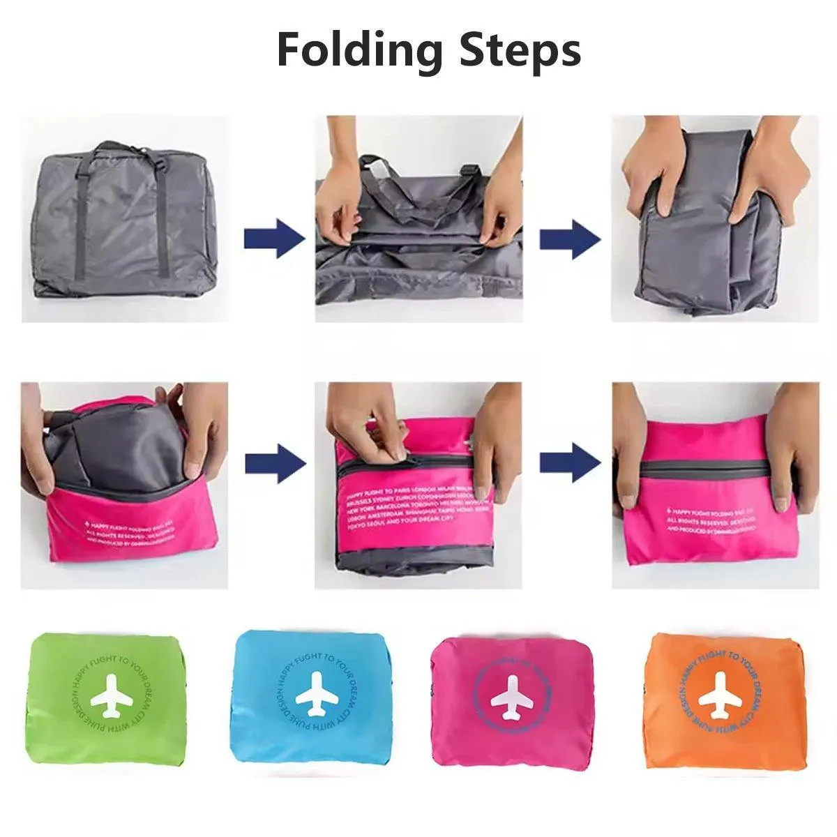 Nylon Waterproof Collapsible Travel Bag Large Suitcase Clothing Organizer