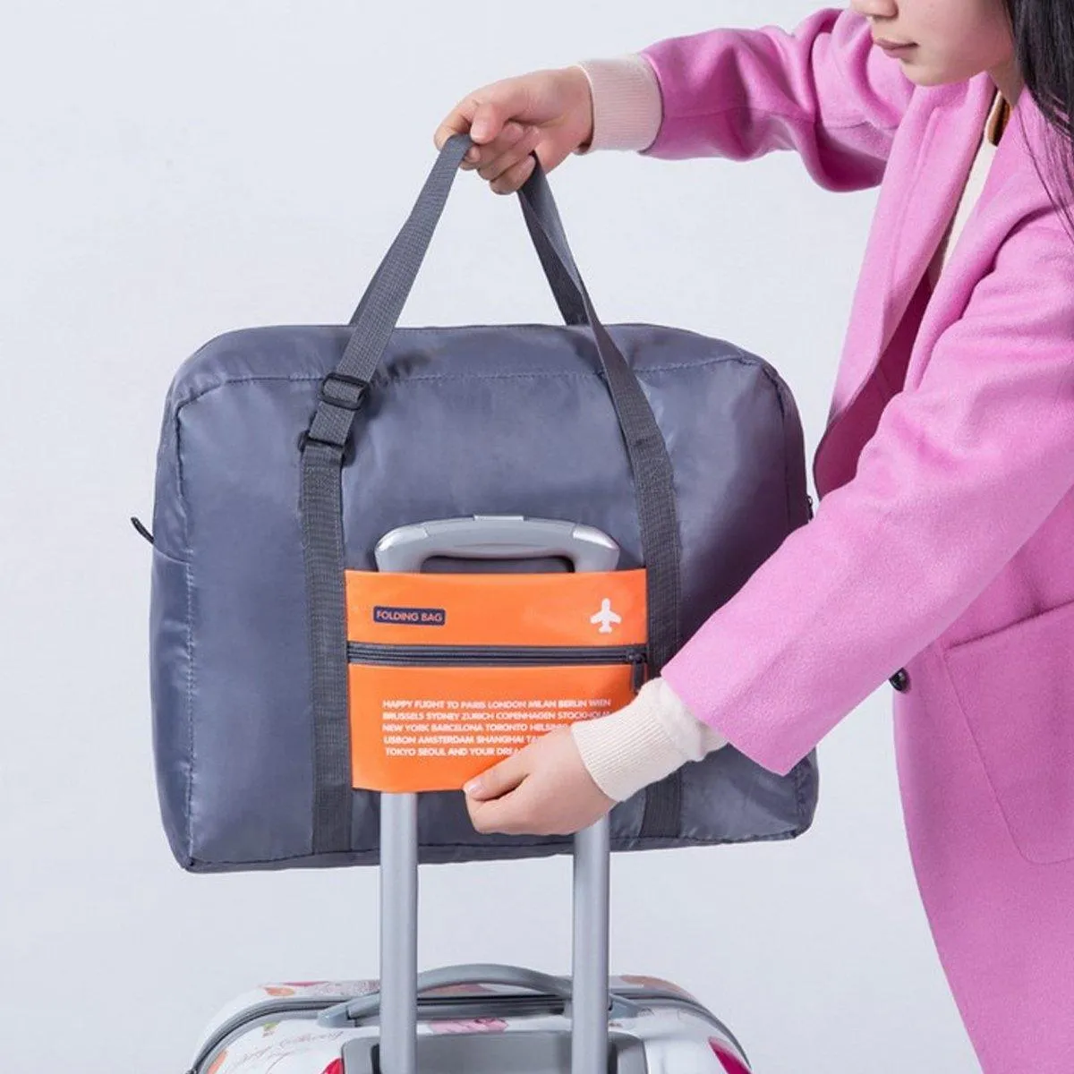 Nylon Waterproof Collapsible Travel Bag Large Suitcase Clothing Organizer