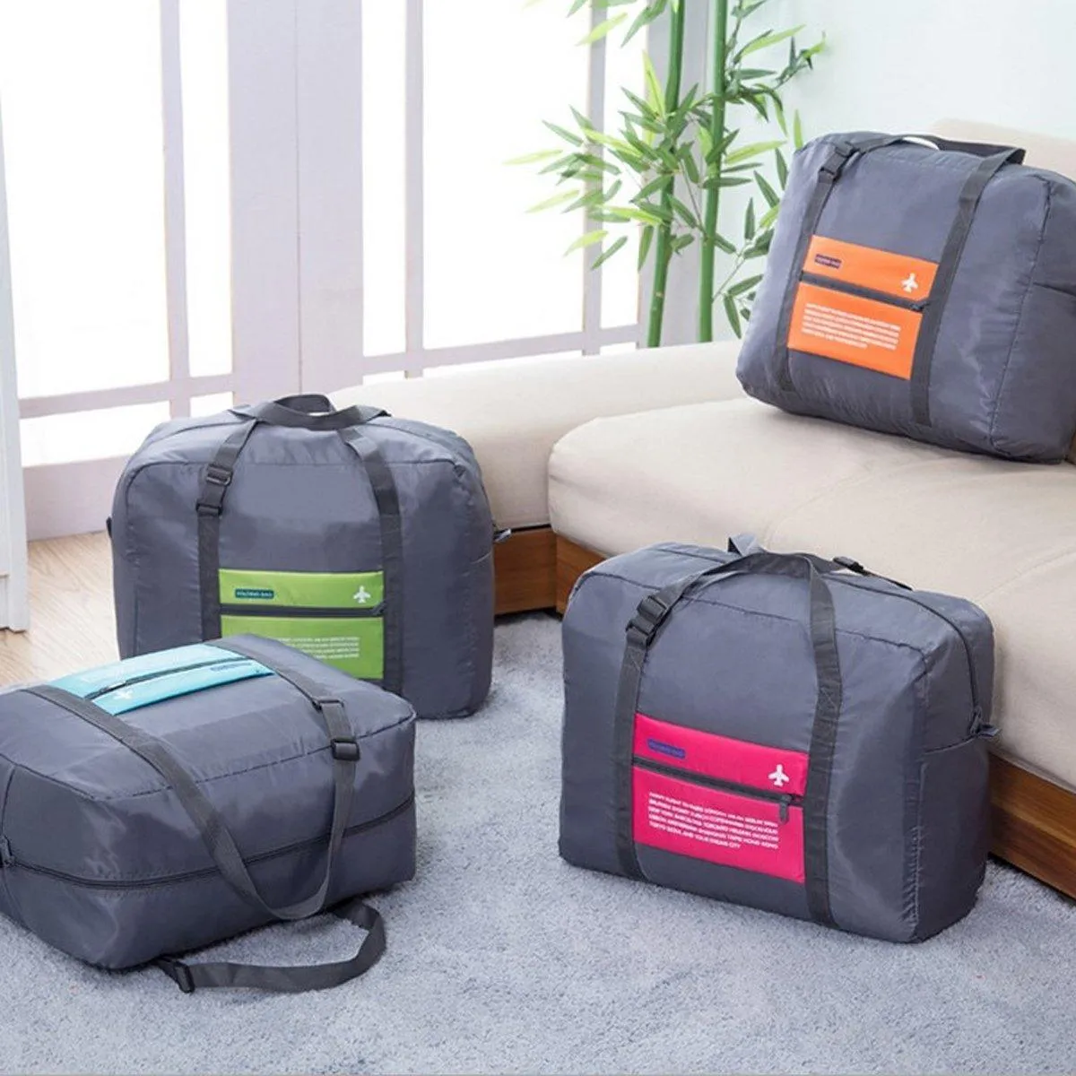 Nylon Waterproof Collapsible Travel Bag Large Suitcase Clothing Organizer