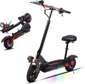 Offroad Electric Scooter Adult with Seat - 800W Electric Scooter for Adults 28MPH Fast Electric Scooters for Commuting,Up to 28Miles Long Range 10" Foldable Escooter with Suspensions Dual Brake