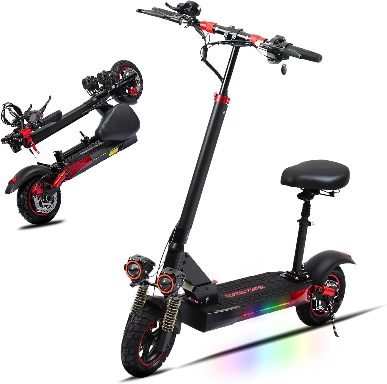 Offroad Electric Scooter Adult with Seat - 800W Electric Scooter for Adults 28MPH Fast Electric Scooters for Commuting,Up to 28Miles Long Range 10" Foldable Escooter with Suspensions Dual Brake