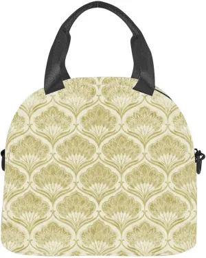 Old paper vintage motif Art Nouveau Insulated Adult Lunch Bag with Shoulder Strap for Women Lightweight Reusable Portable Freezable Lunch Tote Bag for Work Picnic