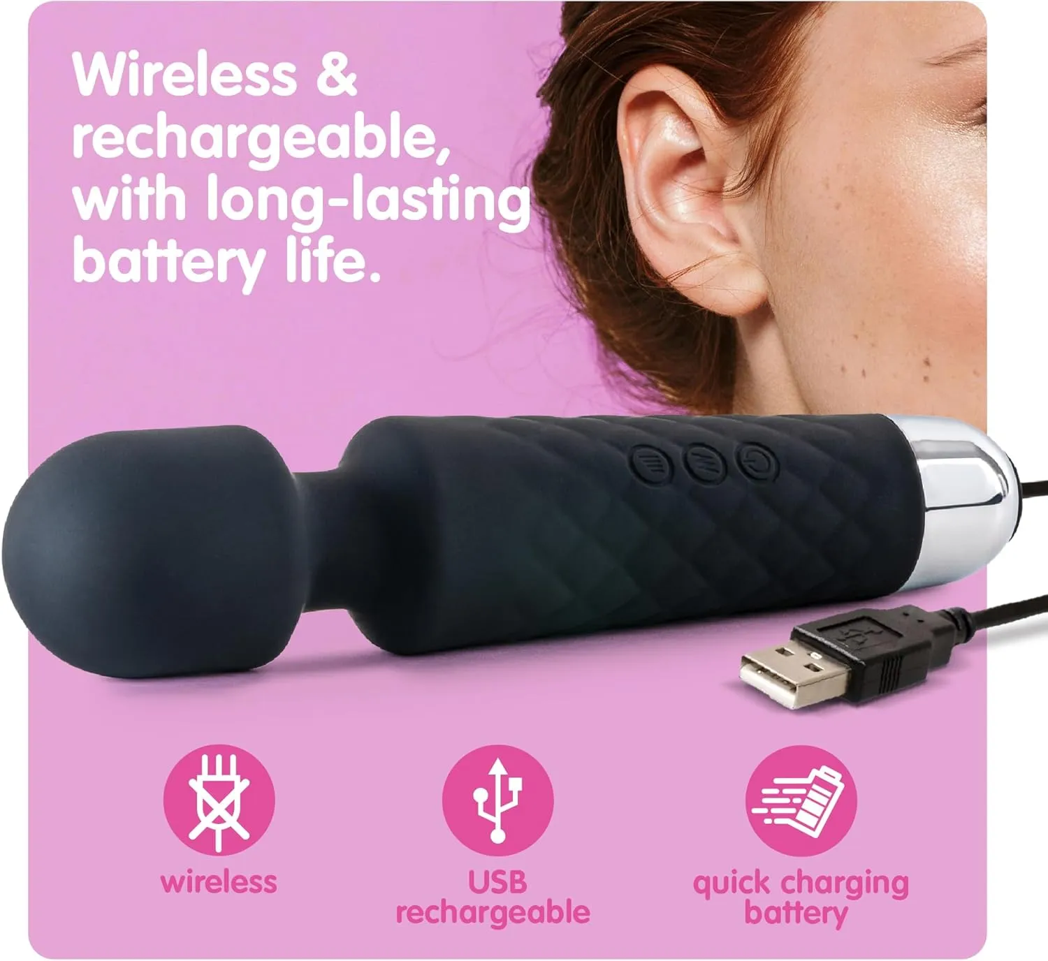 Oliver James Vibrator Wand for Women (Small) | Quiet Vibrating Dildo with 20 Patterns and 8 Speeds for Sexual Pleasure | Adult Sex Toys for Woman and Clit Stimulator Vibrators | Sexy Gifts for Her