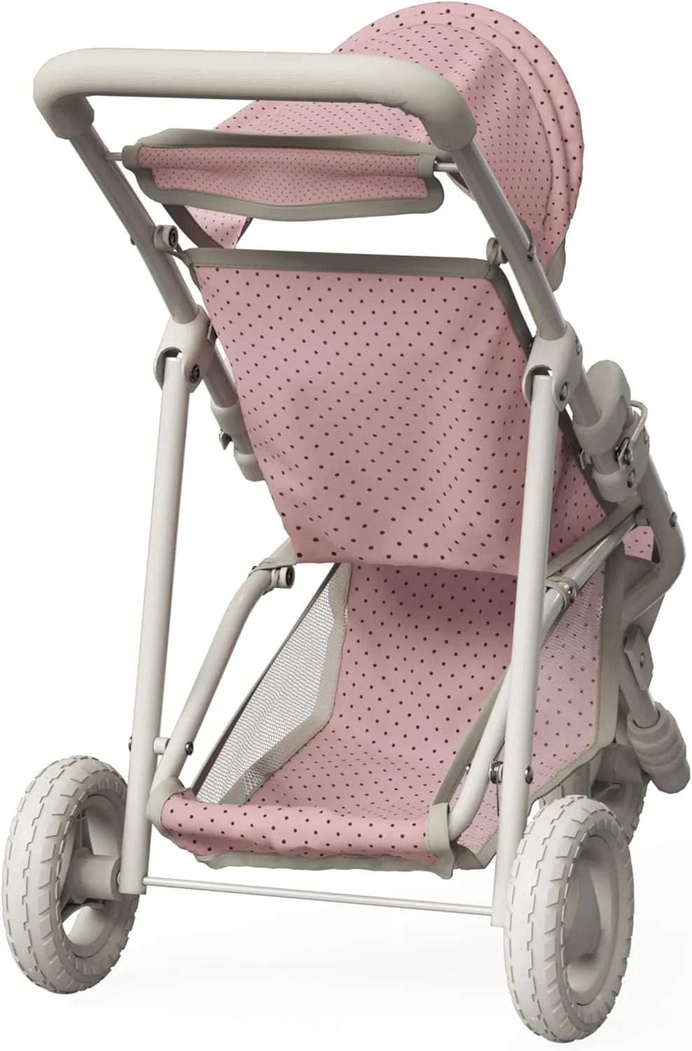 Olivia's Little World Doll Jogging-Style Stroller with Canopy, Storage Underneath, Pink and Cream and Gray