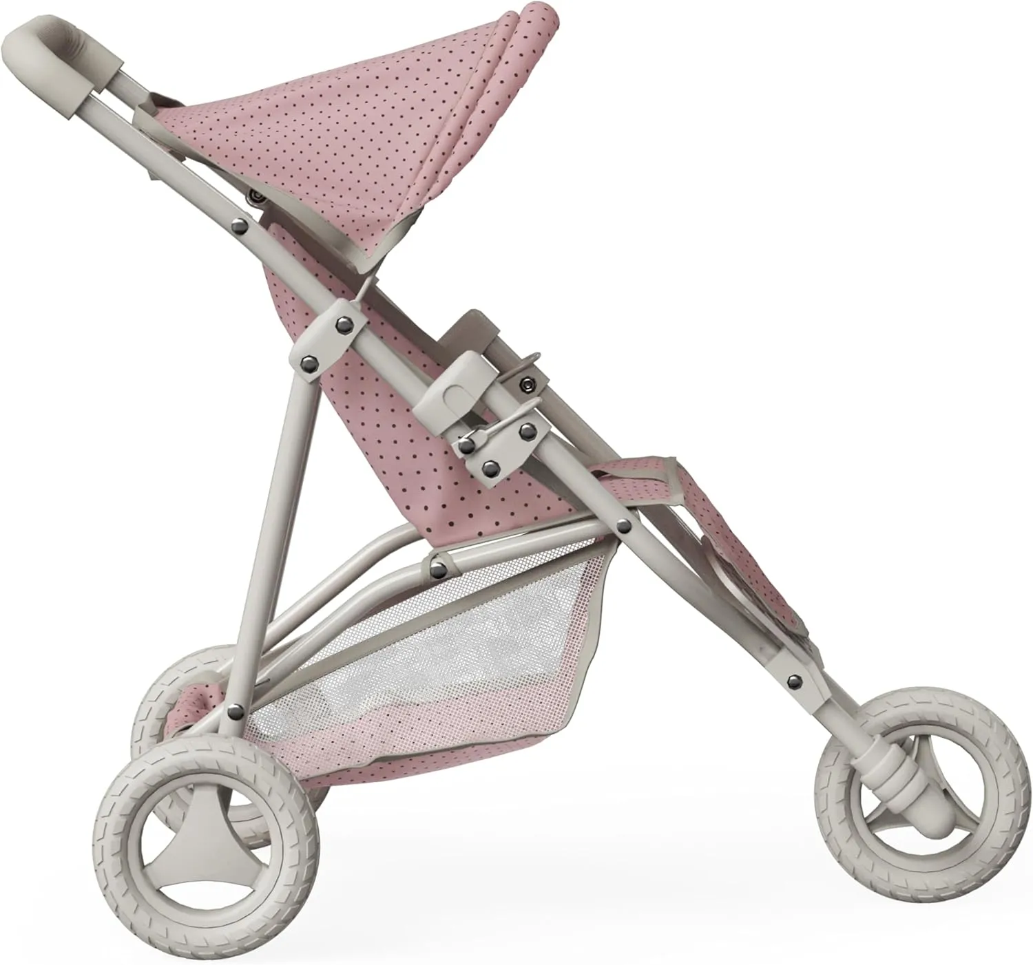 Olivia's Little World Doll Jogging-Style Stroller with Canopy, Storage Underneath, Pink and Cream and Gray