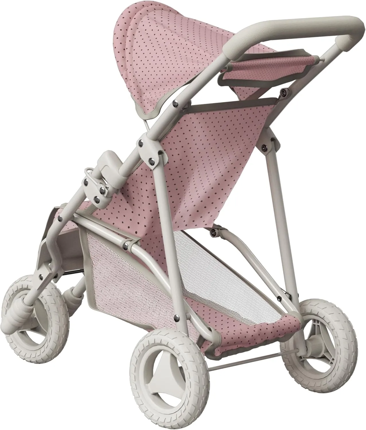 Olivia's Little World Doll Jogging-Style Stroller with Canopy, Storage Underneath, Pink and Cream and Gray