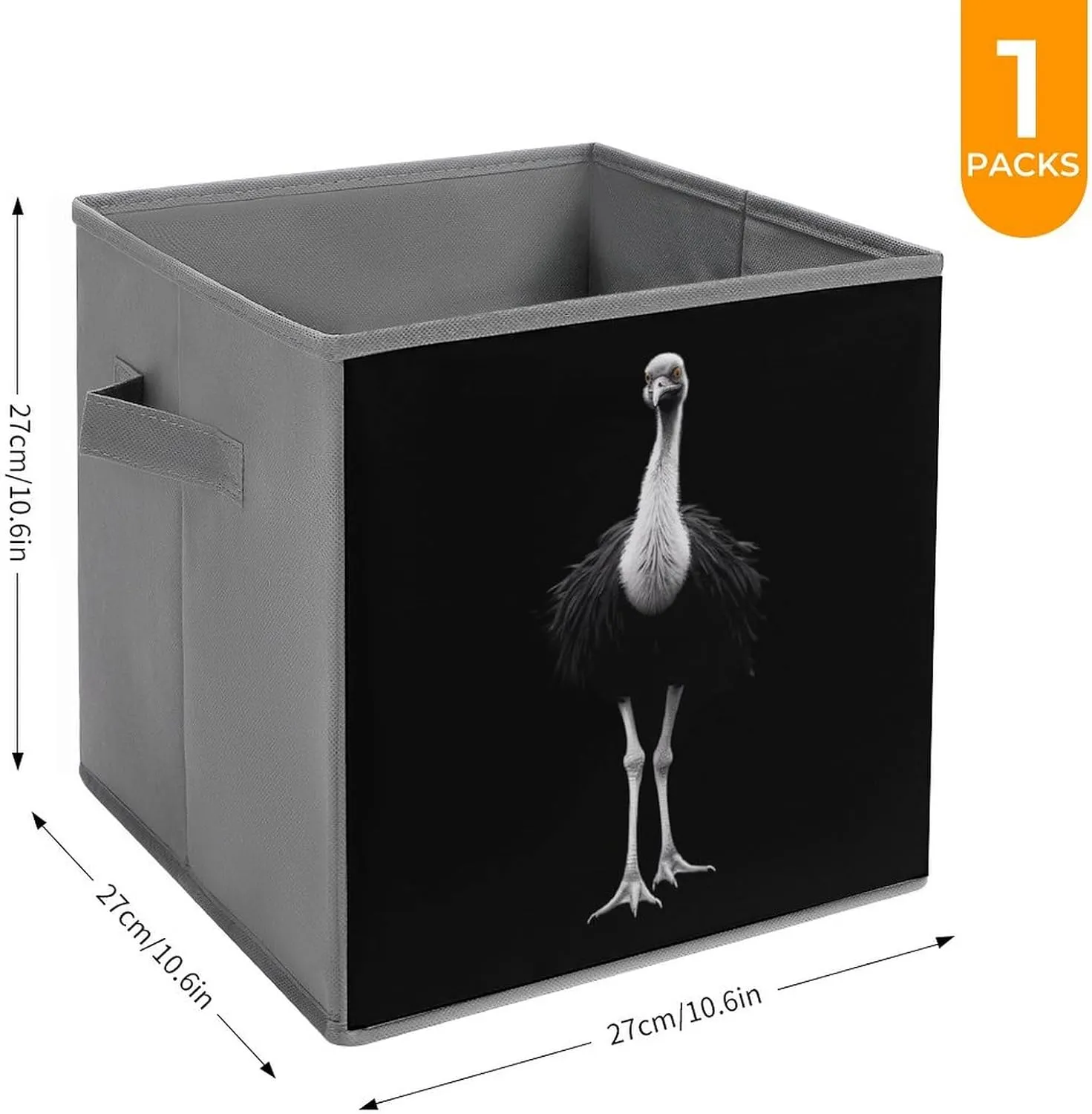 Ostrich Foldable Storage Cubes Organizers Storage Bins Square Storage Baskets with Handles 1PCS
