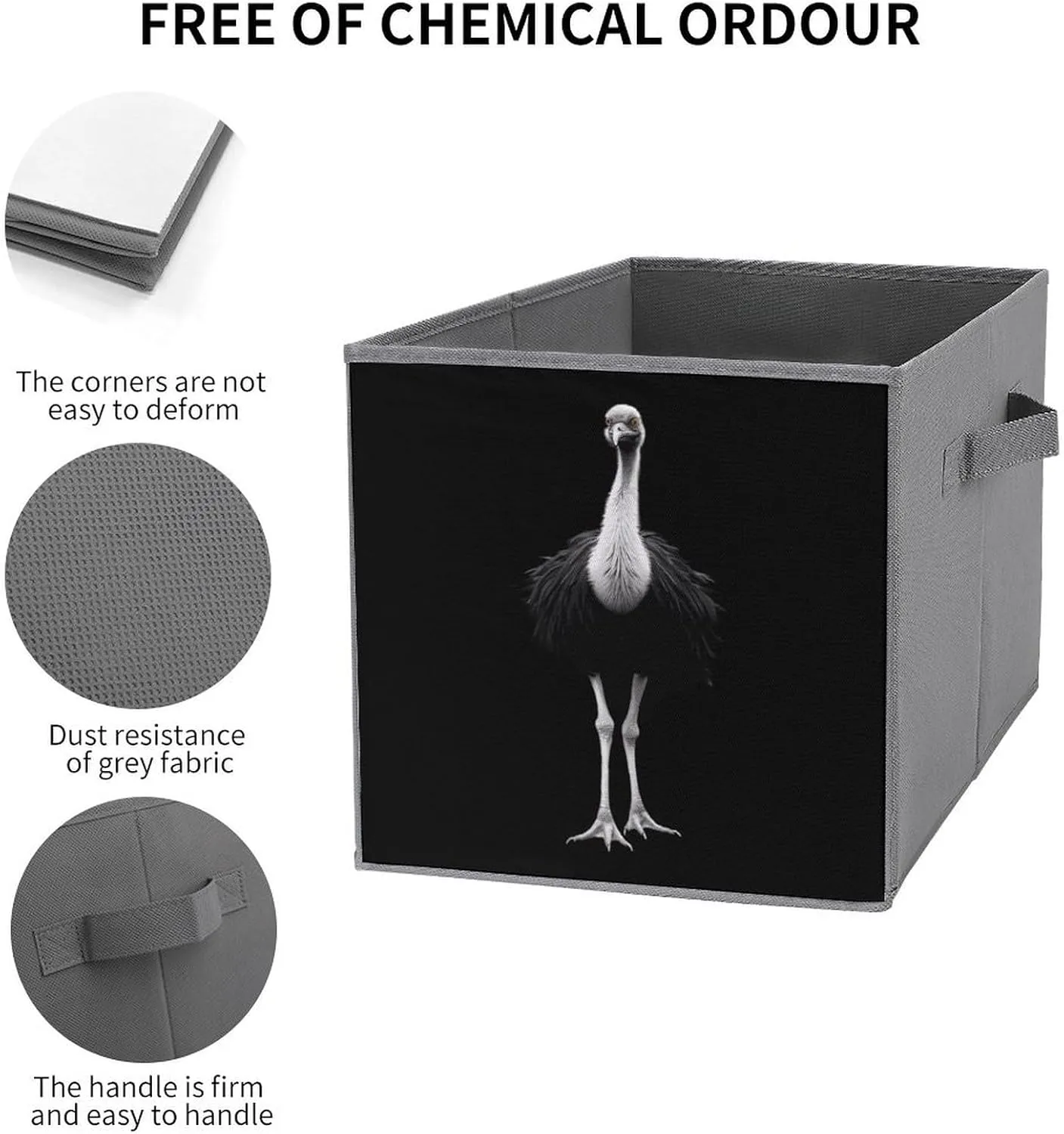 Ostrich Foldable Storage Cubes Organizers Storage Bins Square Storage Baskets with Handles 1PCS