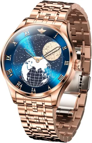 OUPINKE Mens Watches Skeleton Automatic Mechanical Premium with Calendar Sapphire Crystal Tungsten Steel Waterproof Wrist Watch