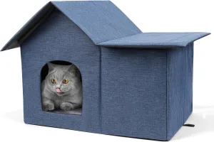 Outdoor Cat Houses Weatherproof Shelter for Outdoor Feral Cats and Kitty with Pad 19 X 22 X 17 Inches (Sky Blue)