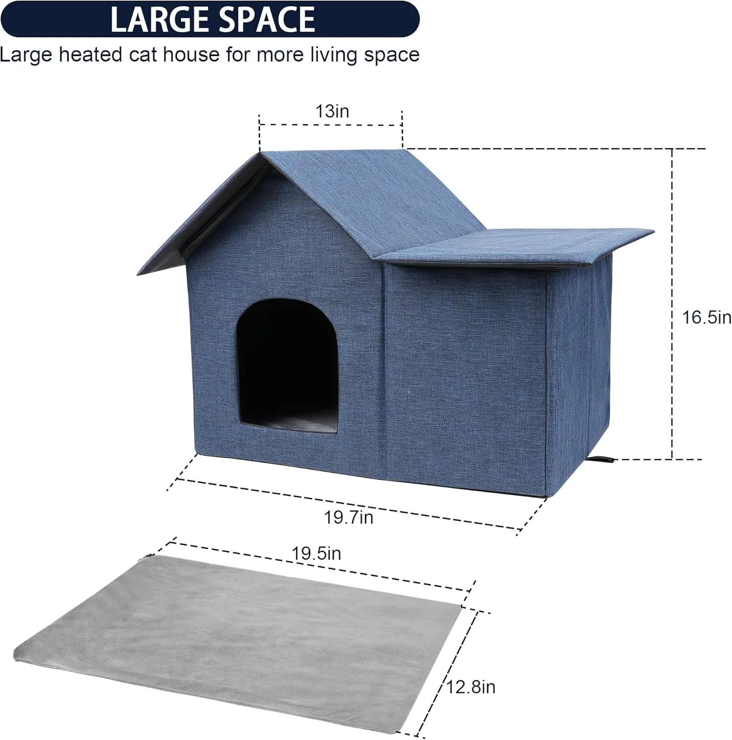 Outdoor Cat Houses Weatherproof Shelter for Outdoor Feral Cats and Kitty with Pad 19 X 22 X 17 Inches (Sky Blue)