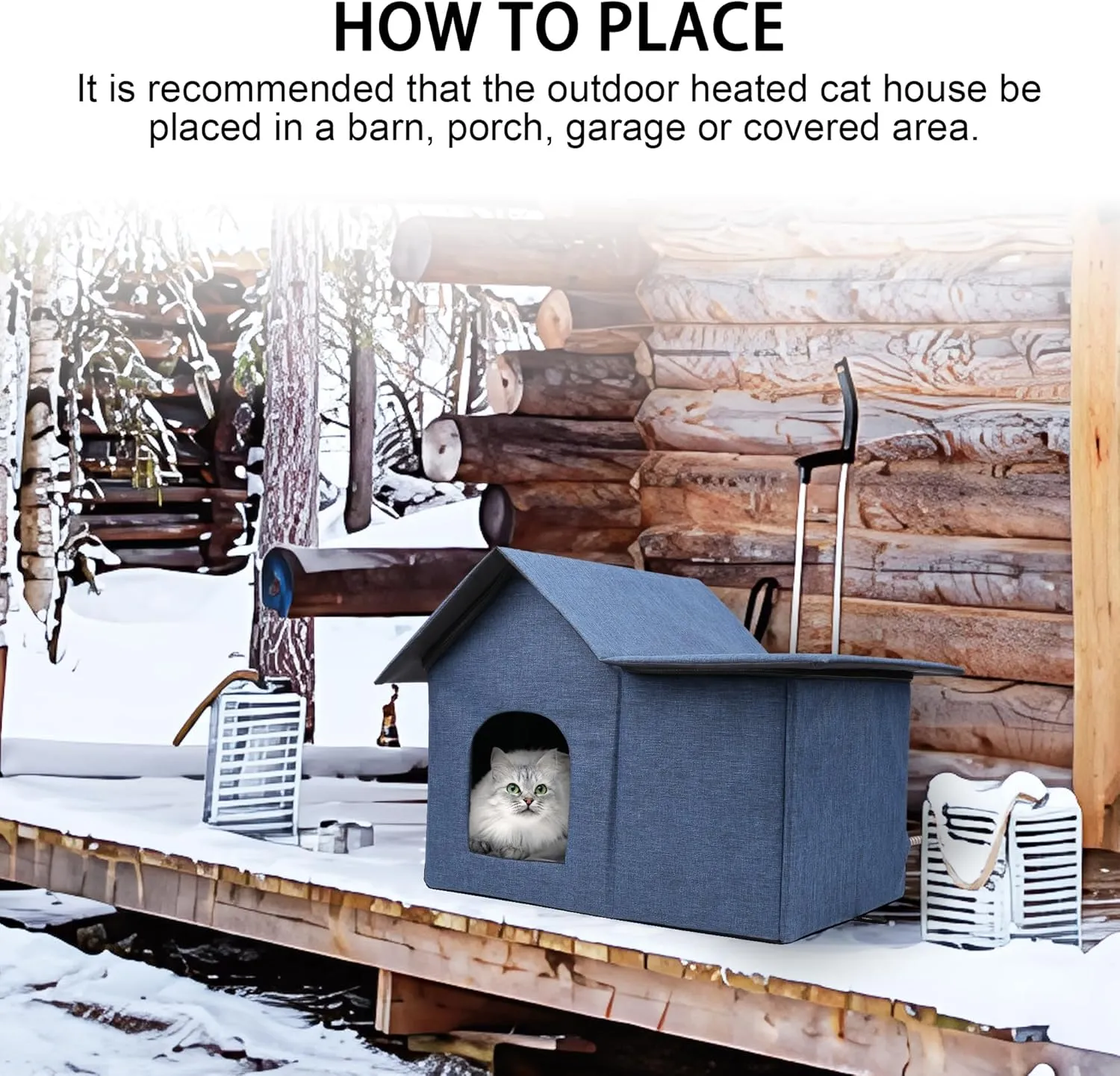 Outdoor Cat Houses Weatherproof Shelter for Outdoor Feral Cats and Kitty with Pad 19 X 22 X 17 Inches (Sky Blue)