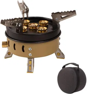 Outdoor Compact Size Camping Portable Stoves Tourist Cooking Accessory Foldable Gasstove High Power Picnic Hiking Furnace GasCooker, Khaki