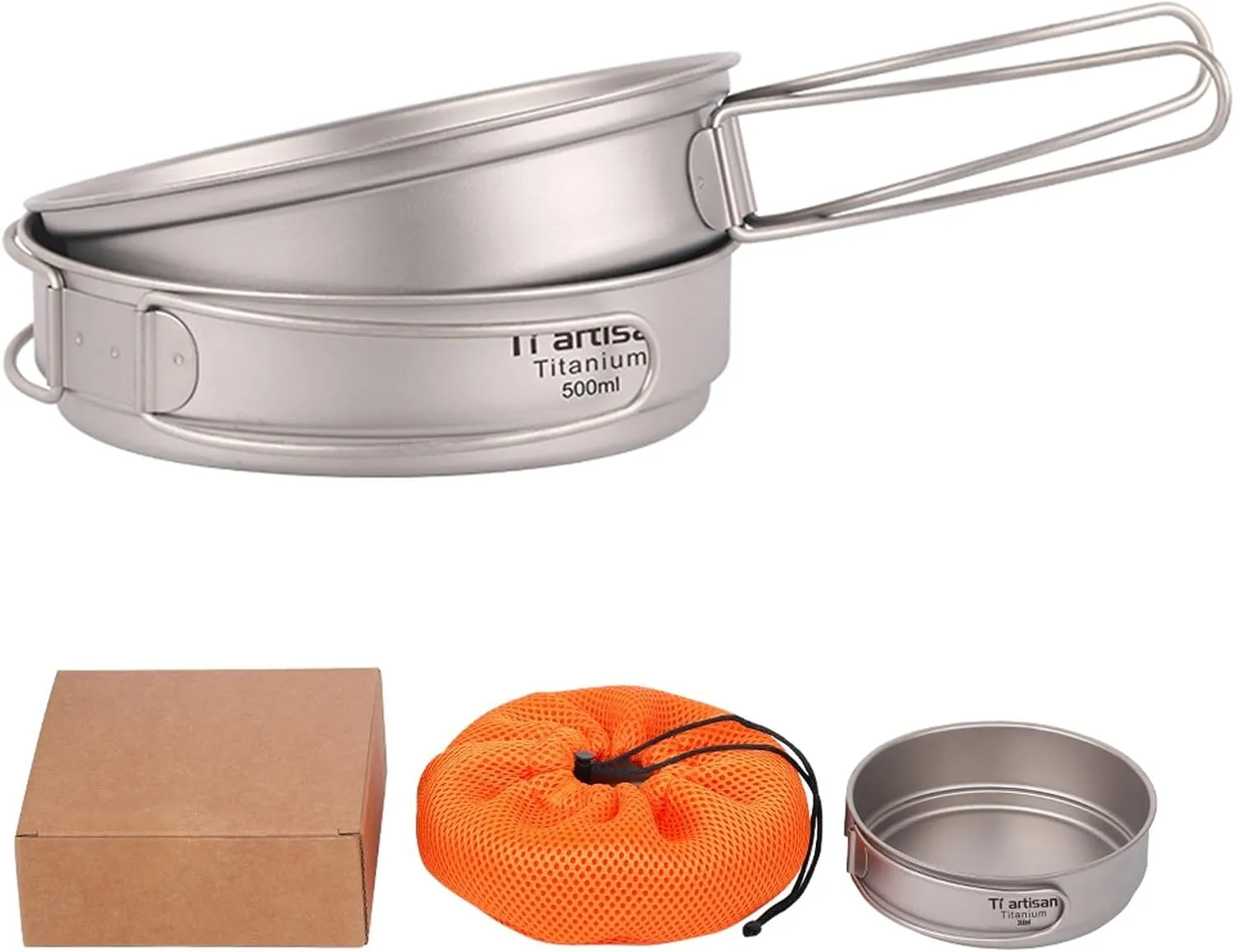 Outdoor Frying Pan with Foldable Handles Ideal for Camping, Backpacking, and Hiking Adventures (500ml 2)