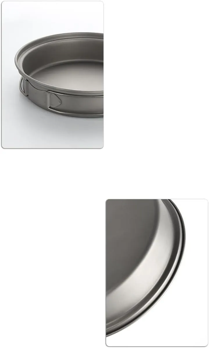 Outdoor Pure Titanium Frying Pan Lightweight Portable Tableware Pan Tableware Set(1 2 3)