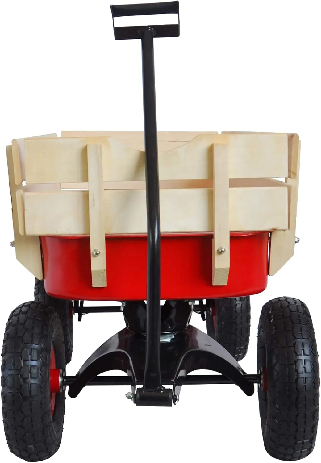 Outdoor Sport Wagon All Terrain Pulling with Removable Wooden Side Panels Air Tires Big Foot Panel Wagon - Red