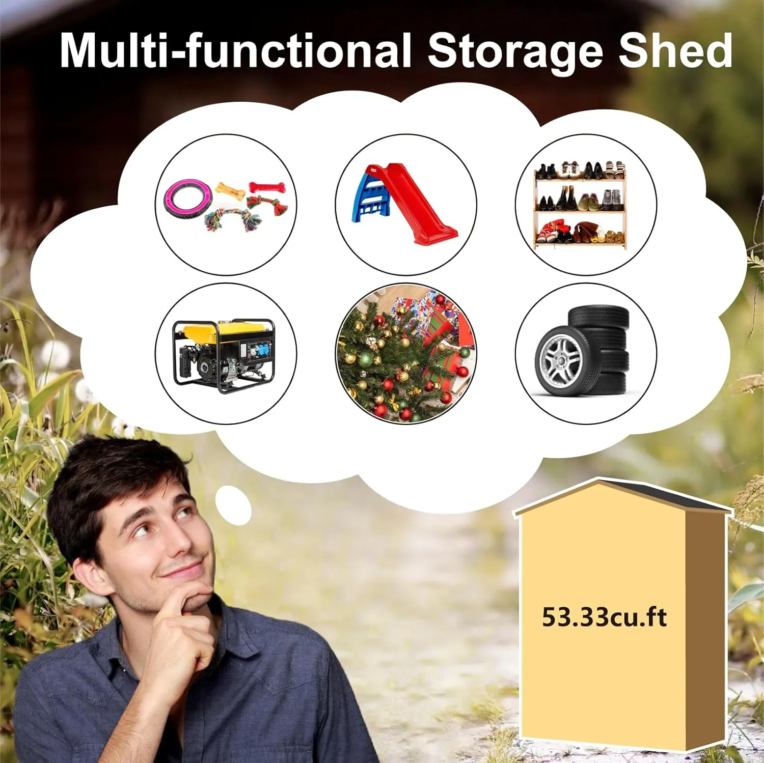 Outdoor Storage Shed, 4.6x2.3 FT Wood Sheds Garden Outdoor Storage Cabinet Waterproof, Storage Sheds Outdoor with Floor, Solid Wood Tool Shed for Poolside, Patio, Backyard, Lawn, Yellow