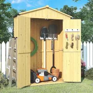 Outdoor Storage Shed, 4.6x2.3 FT Wood Sheds Garden Outdoor Storage Cabinet Waterproof, Storage Sheds Outdoor with Floor, Solid Wood Tool Shed for Poolside, Patio, Backyard, Lawn, Yellow