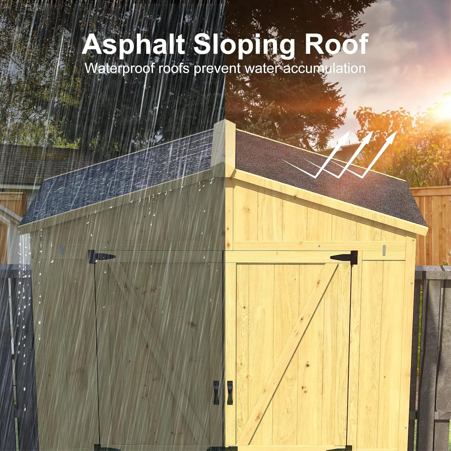 Outdoor Storage Shed, 4.6x2.3 FT Wood Sheds Garden Outdoor Storage Cabinet Waterproof, Storage Sheds Outdoor with Floor, Solid Wood Tool Shed for Poolside, Patio, Backyard, Lawn, Yellow