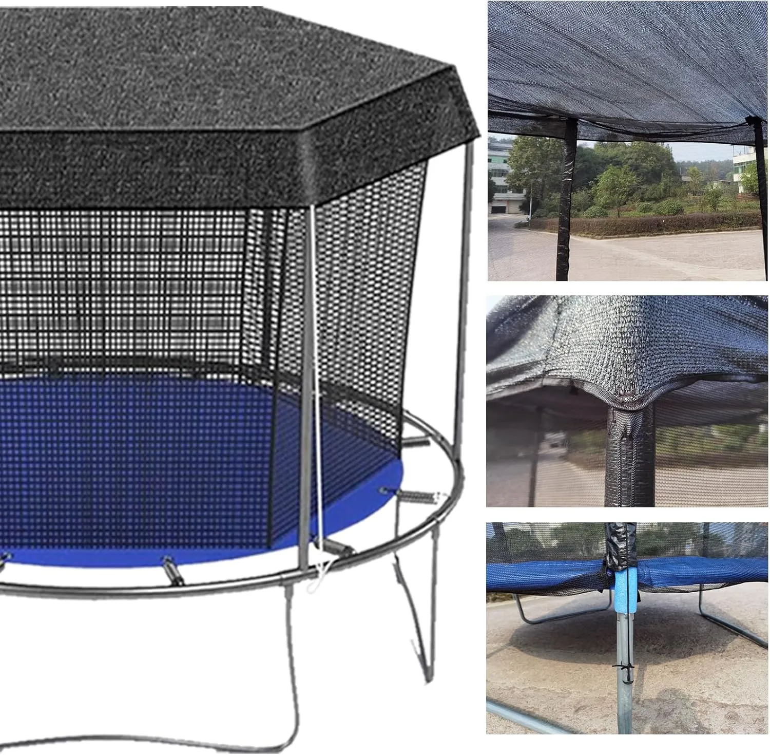 Outdoor Trampoline Shade Cover, Trampoline Sun Protection Net Insulation Breathable Shade Top Cloth, UV & Anti Leaves