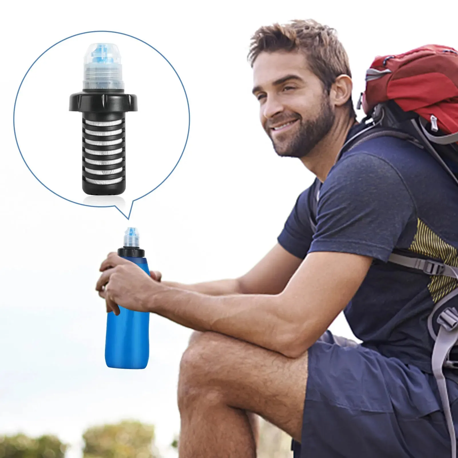 Outdoor Water Purifying Survival Water Bottle