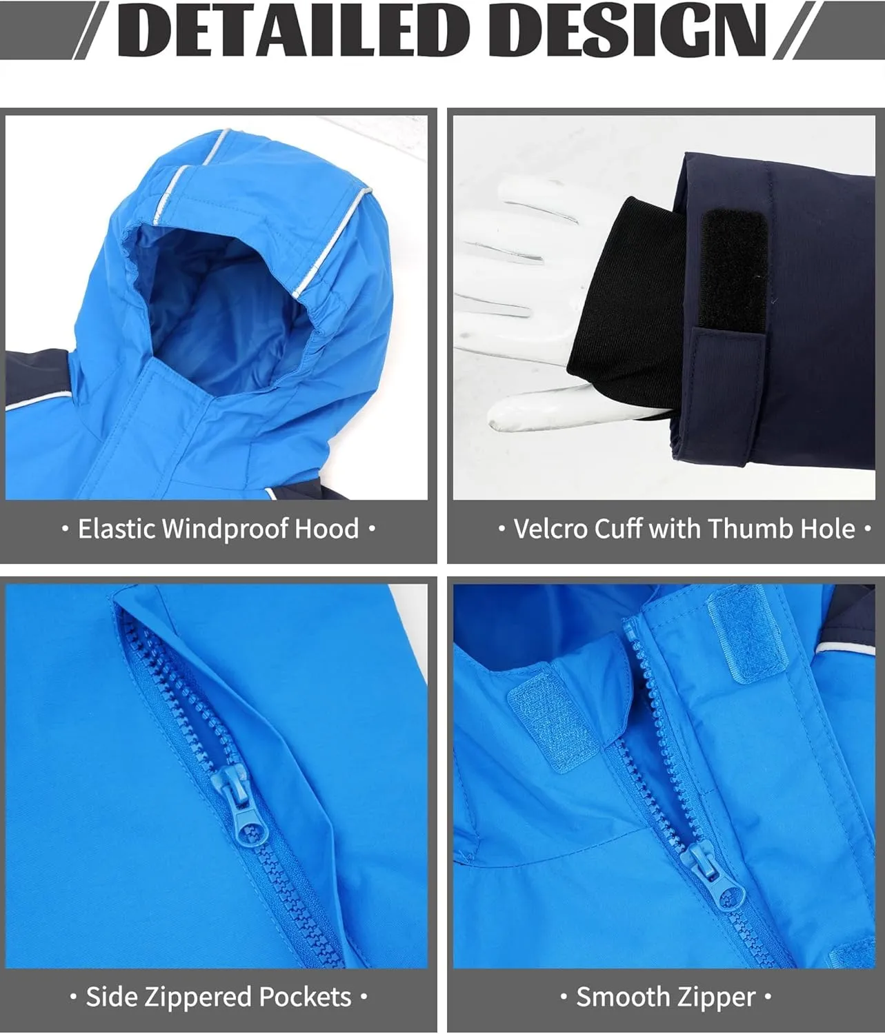 Owntop Kids Winter Ski Jacket Waterproof, Boys Girls Puffer Jacket, Insulated Lining Reflective Strip for Skiing, Snow Play