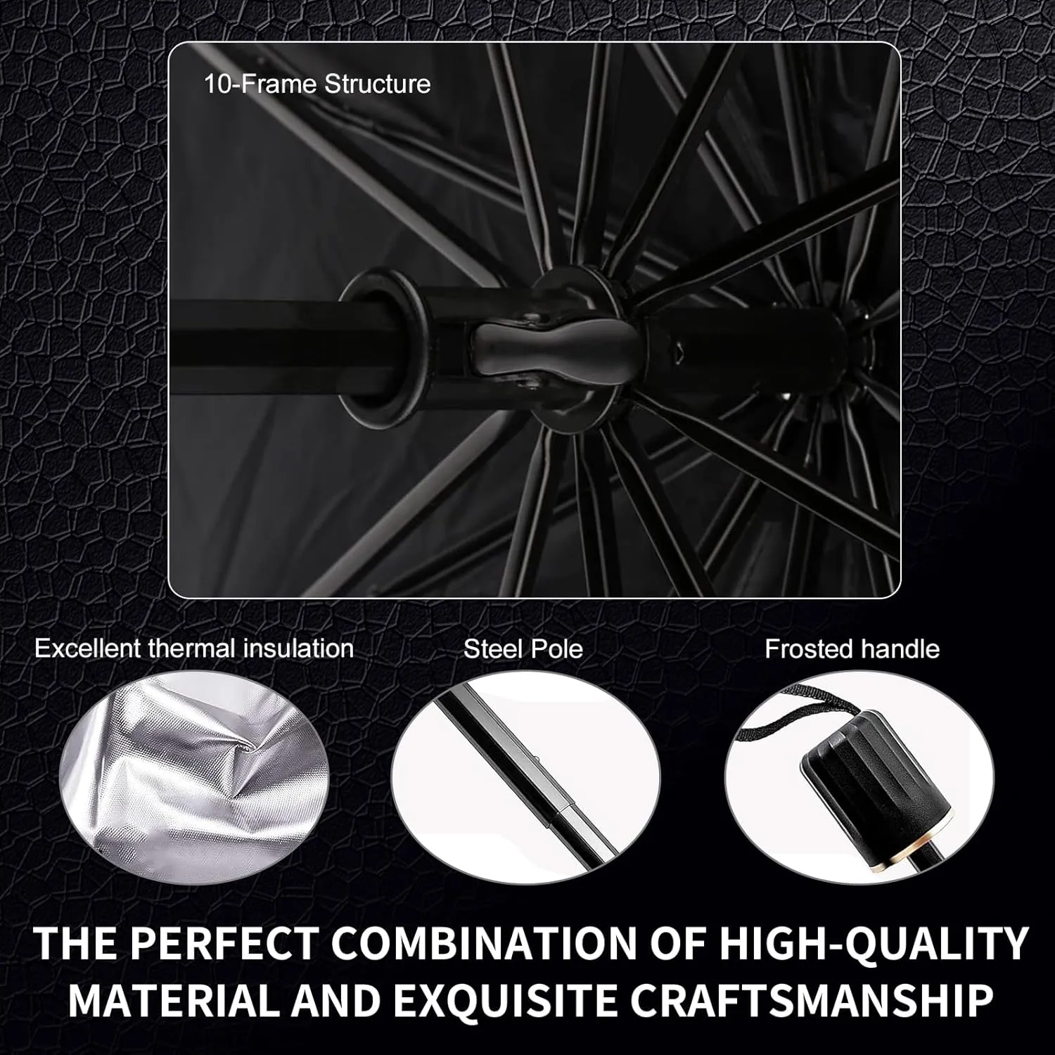 Pack-1 Car Windshield Sun Shade Umbrella, Foldable Waterproof Front Windshield UV Protection to Keep Vehicle Cool, Universal Window Insulation (Titanium Silver #Opening Design)