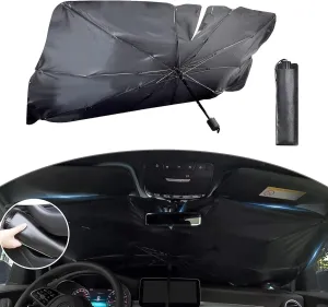 Pack-1 Car Windshield Sun Shade Umbrella, Foldable Waterproof Front Windshield UV Protection to Keep Vehicle Cool, Universal Window Insulation (Titanium Silver #Opening Design)