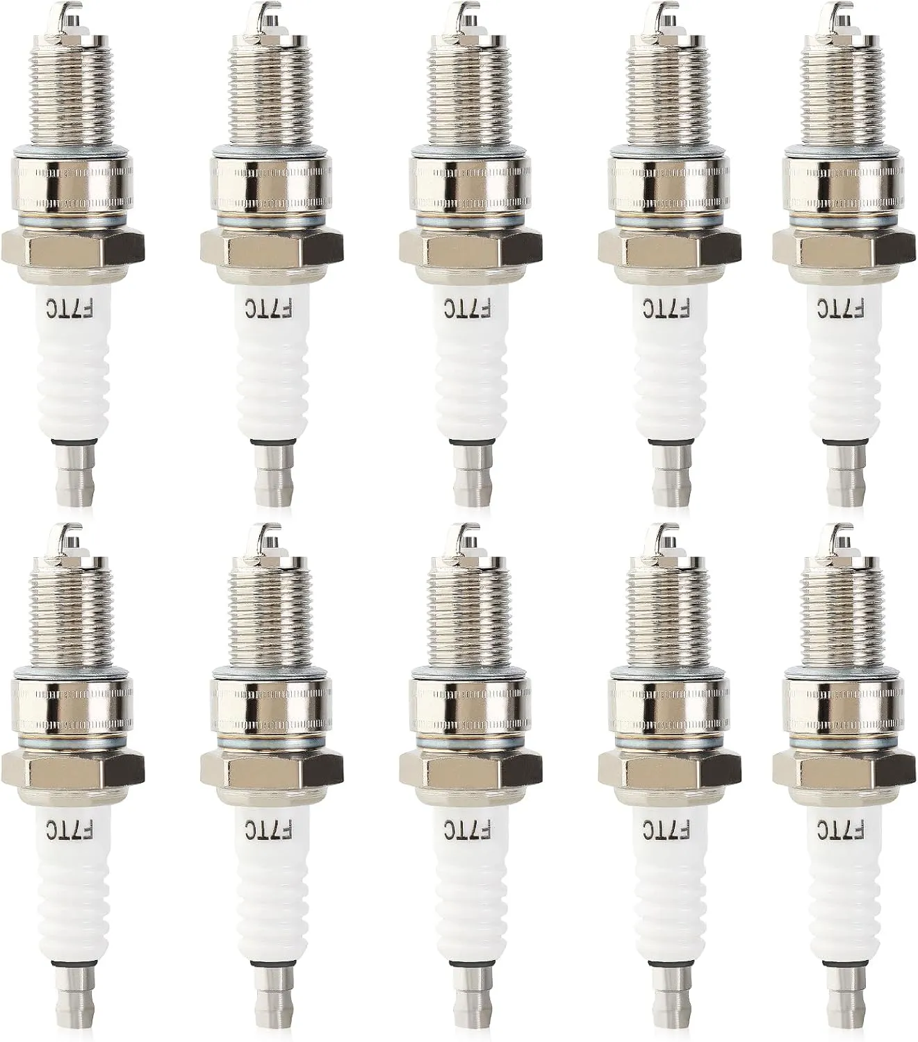 Pack-of-10 Spark Plug F7TC for Generator Lawn Mower Tractor Rototiller Water Pump Go Kart Mini Bike Harbor Freight Predator 212cc Champion 196cc GCV160 GCV190 GX390 BP7ES W5D1 W5DC N7YC N9YC