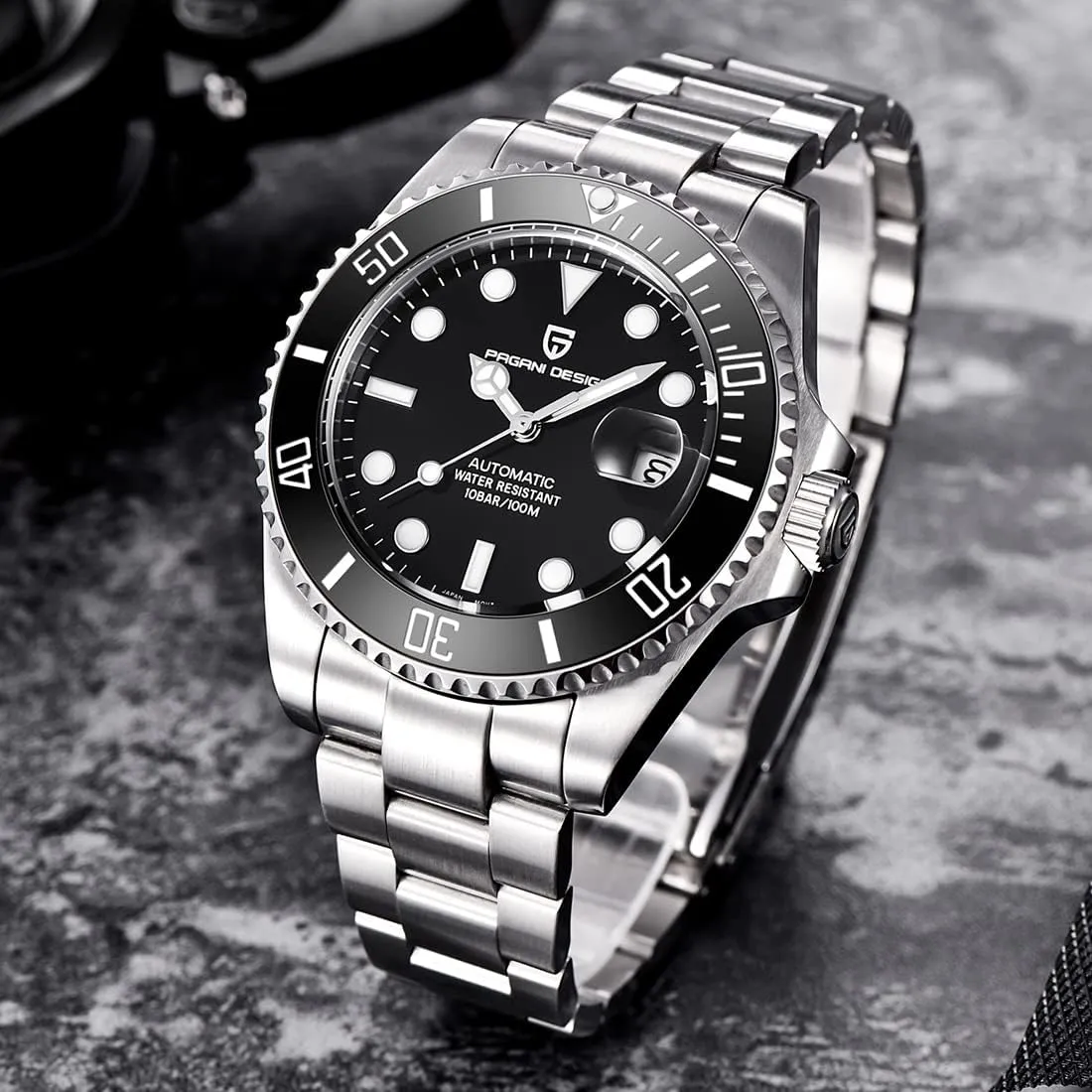 Pagani Design New Men's Mechanical Watch Luxury Ceramic Bezel Japanese Movement Stainless Steel Fashion Classic Automatic Watch Sapphire Glass Men's Watch 100 Meters Water Resistant Relogio Masculino…