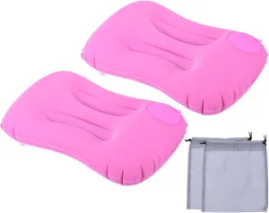 PATIKIL Camping Pillow, 2 Pack Portable Camp Beach Pillow Ultralight Inflatable Travel Airplane Pillow Neck Lumbar Support for Hiking Backpacking, Pink