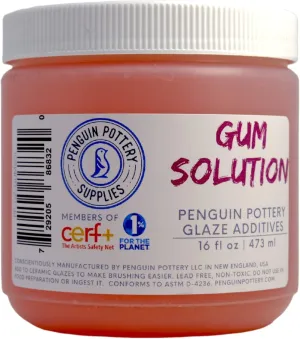 Penguin Pottery Glazes - CMC Gum Solution - Add to Ceramic Glazes to Improve Brushability - 16oz