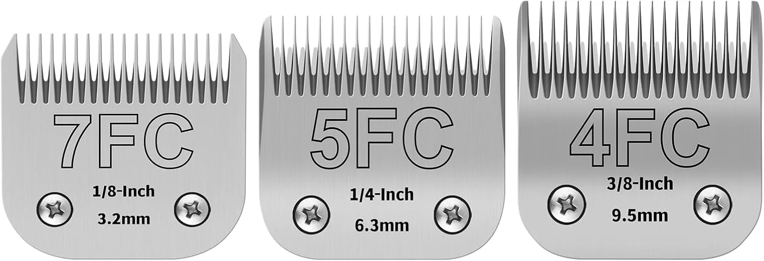 Pet Dog Grooming Detachable Ceramic Blades Kit,Compatible with Andis,Oster A5,Wahl KM10 Clippers,Cut Length 1/8"(3.2mm) to 3/8" (9.5mm),7FC 5FC 4FC