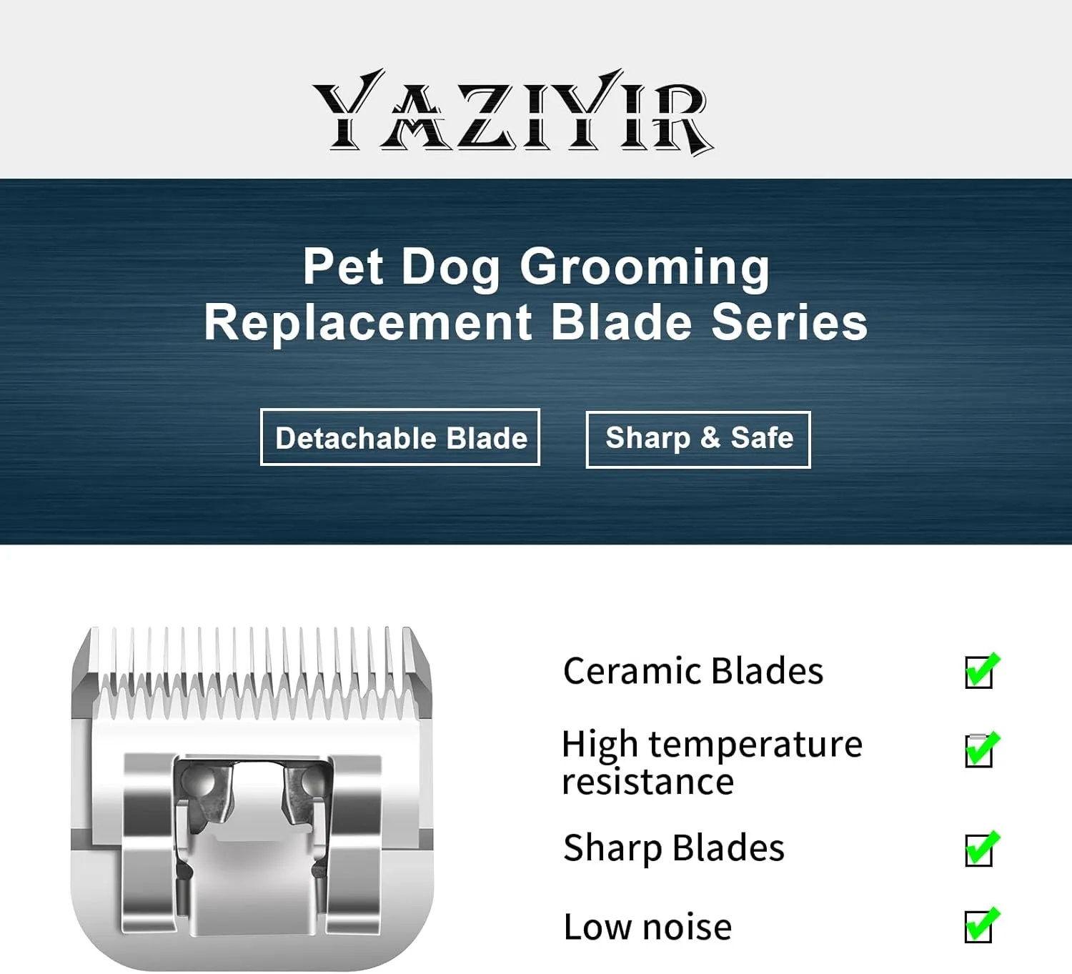 Pet Dog Grooming Detachable Ceramic Blades Kit,Compatible with Andis,Oster A5,Wahl KM10 Clippers,Cut Length 1/8"(3.2mm) to 3/8" (9.5mm),7FC 5FC 4FC