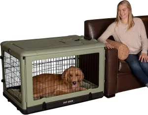 Pet Gear “The Other Door” 4 Door Steel Crate for Dogs/Cats with Garage-Style Door, Includes Plush Bed   Travel Bag, No Tools Required, 3 Models, 3 Colors