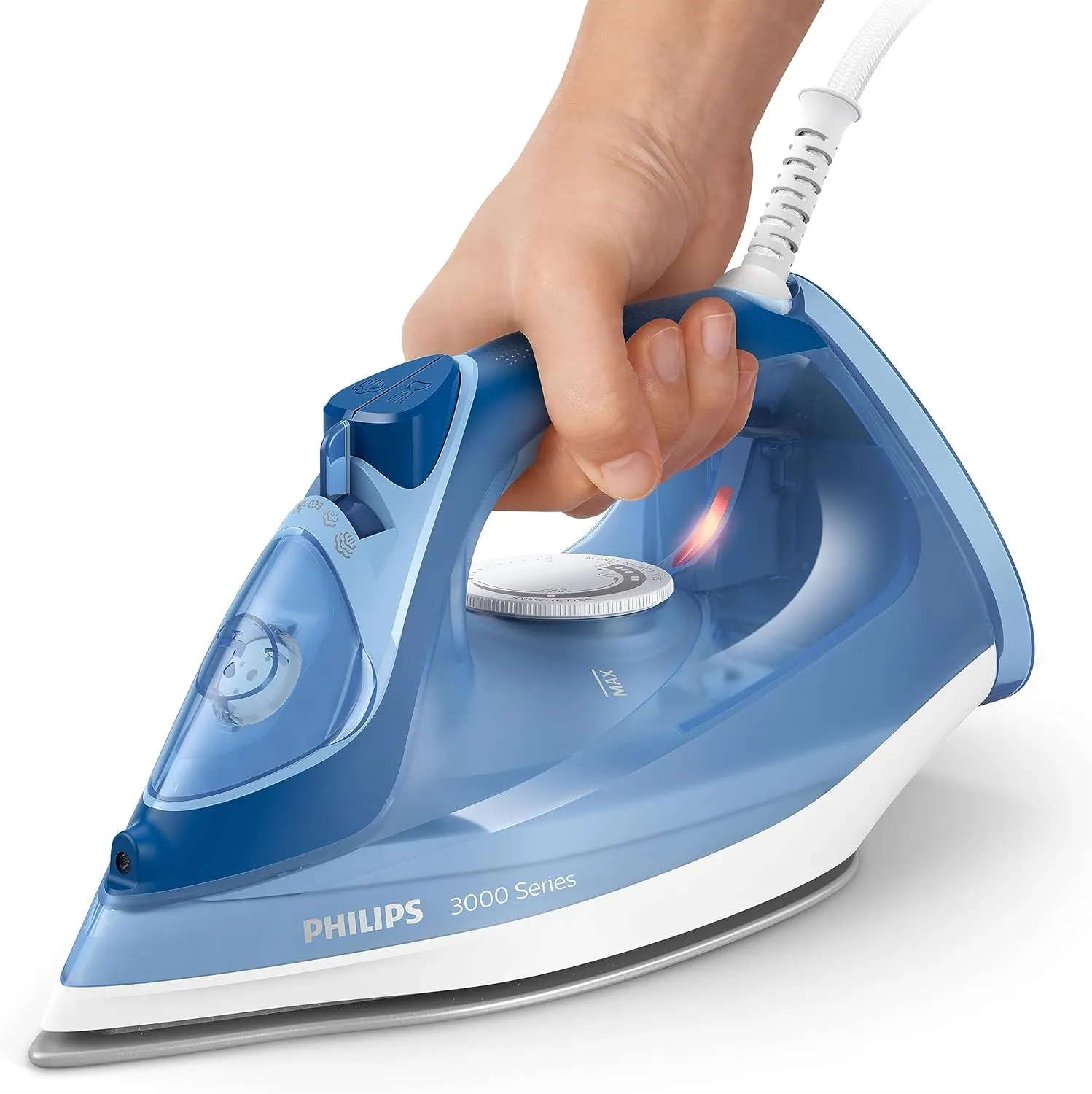 Philips Perfect Care 3000 Series Steam Iron - 1250 W power, 40 g/min continuous steam, 200 g steam boost, 300 ml water tank, blue (DST3031/20)