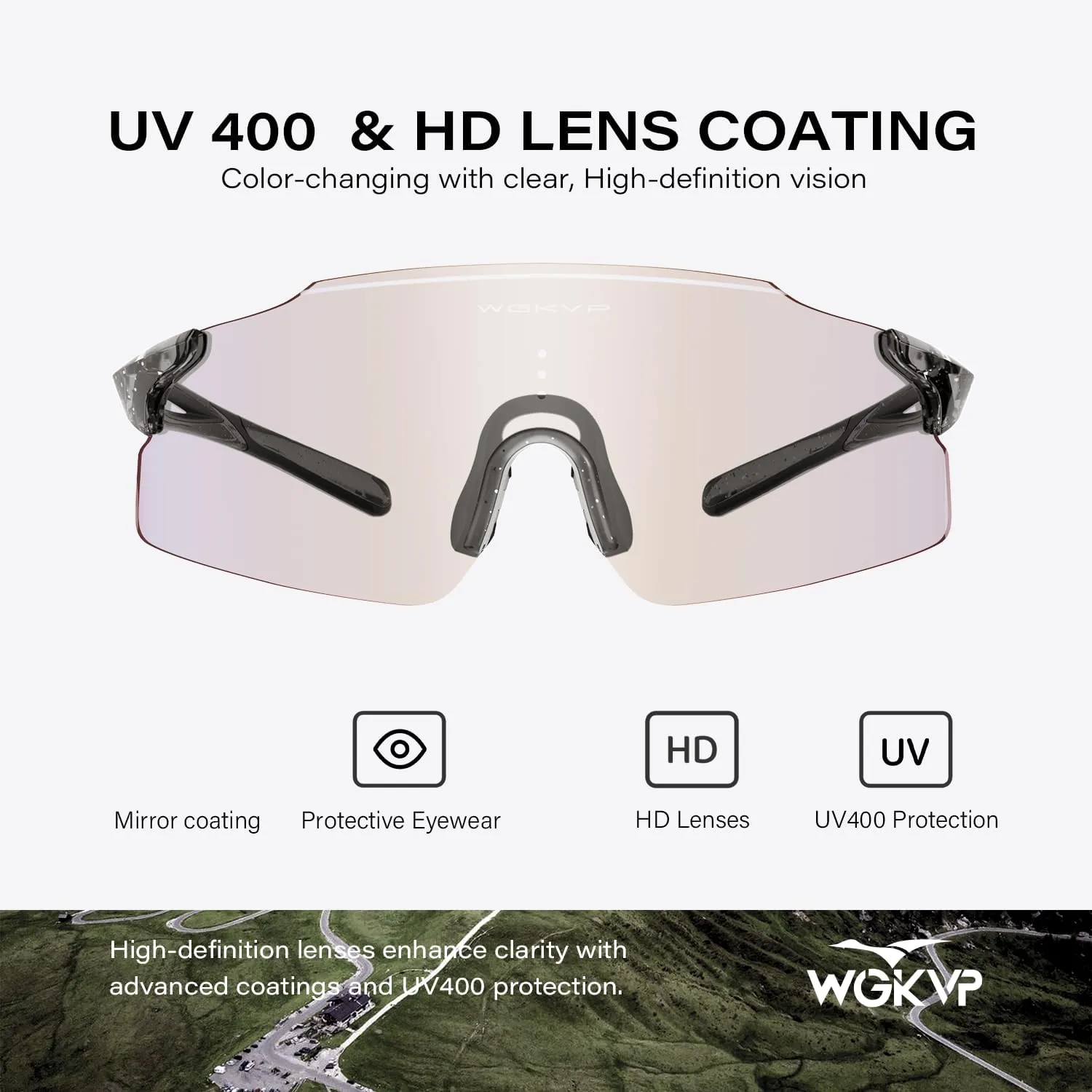 Photochromic Running Glasses for Women-UV 400 Protection, Anti-Fog,Durable for Cycling& Jopping Outdoor Sports