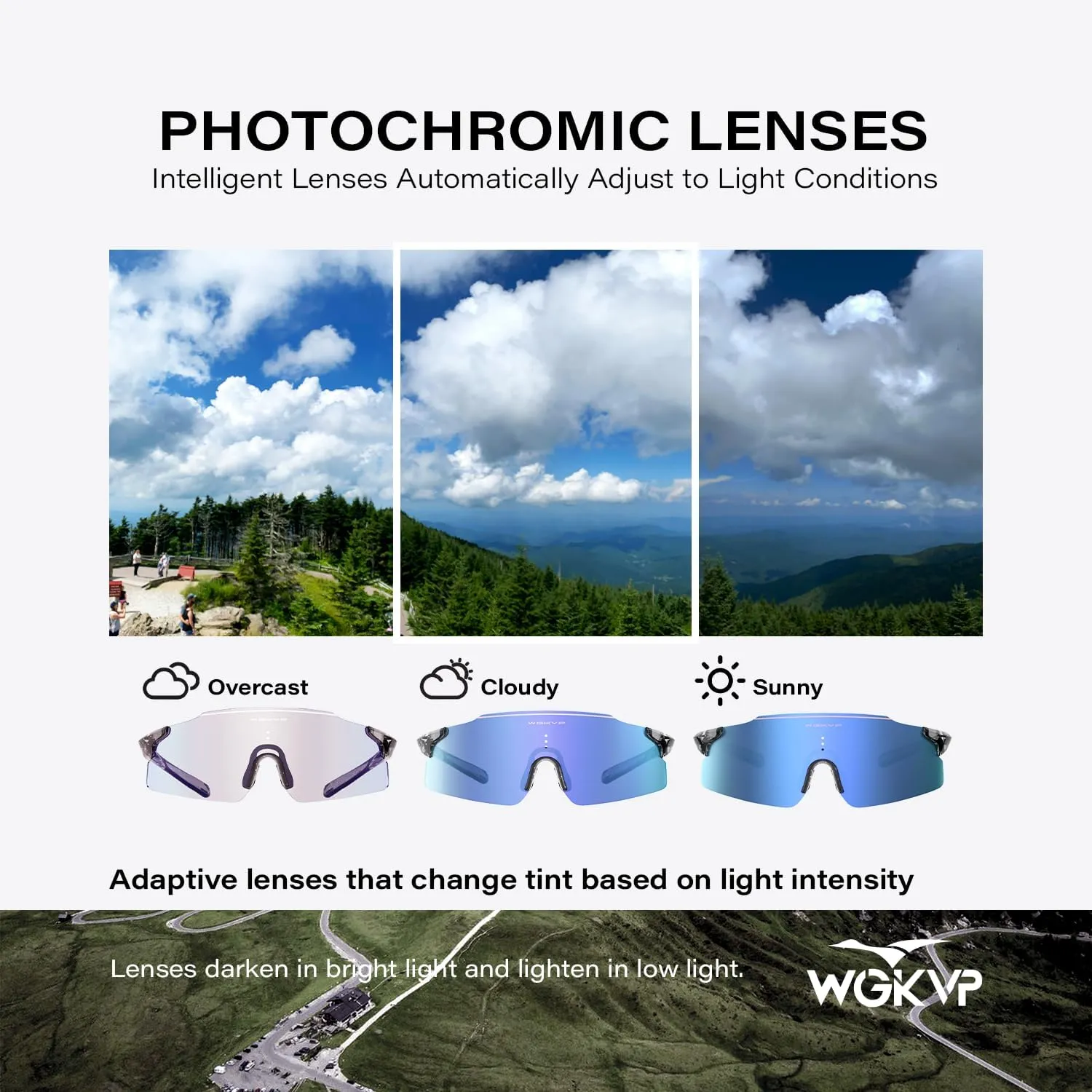 Photochromic Running Glasses for Women-UV 400 Protection, Anti-Fog,Durable for Cycling& Jopping Outdoor Sports