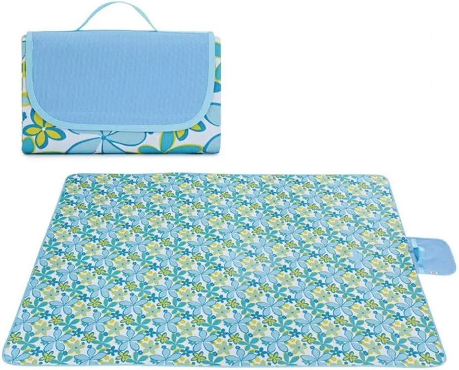 Picnic Blanket Foldable Portable Waterproof Four Seasons Sleeping Mat Outdoor Camping Moistureproof Mats,Blue,195X200CM