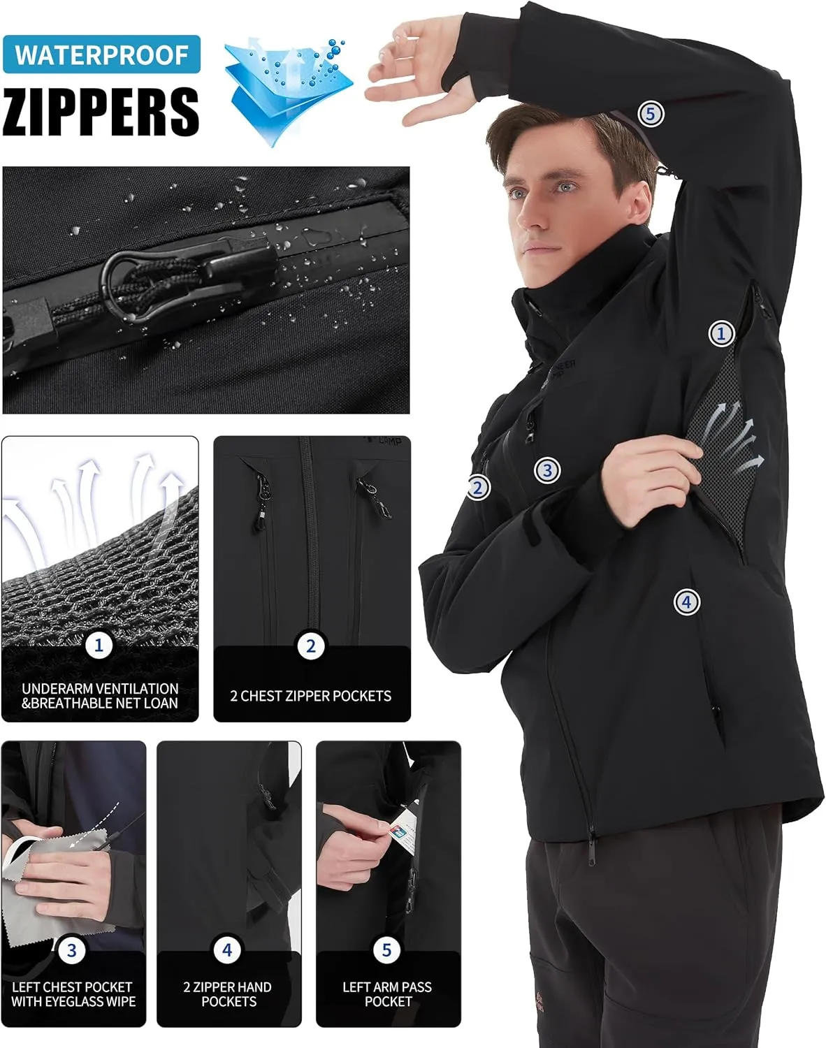 Pioneer Camp Men's Ski Jacket Waterproof Insulated Snowboard Gear Cold Weather Winter Warm Mountain Snow Coat