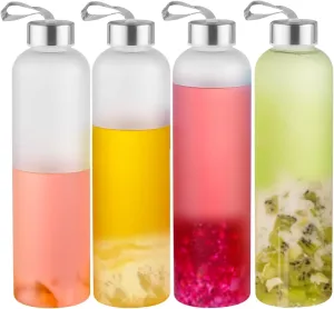 Plastic Frosted Water Bottle 27 Oz Reusable Bottles with Silver Stainless Steel Lids, Leak-Proof Clear Bottle with Cleaning Brush and Funnel for Sports and Travel (12)